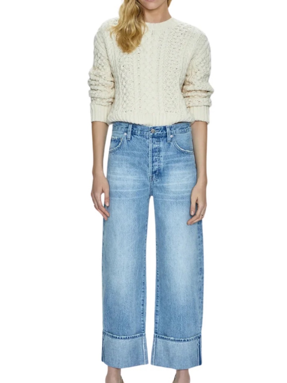 PISTOLA Best-Selling High Rise Ryder Cuff Wide Bow Ankle Jeans Sz 26 NWT $180!!